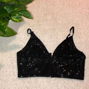 Sparkley sequin bralette / crop top in black